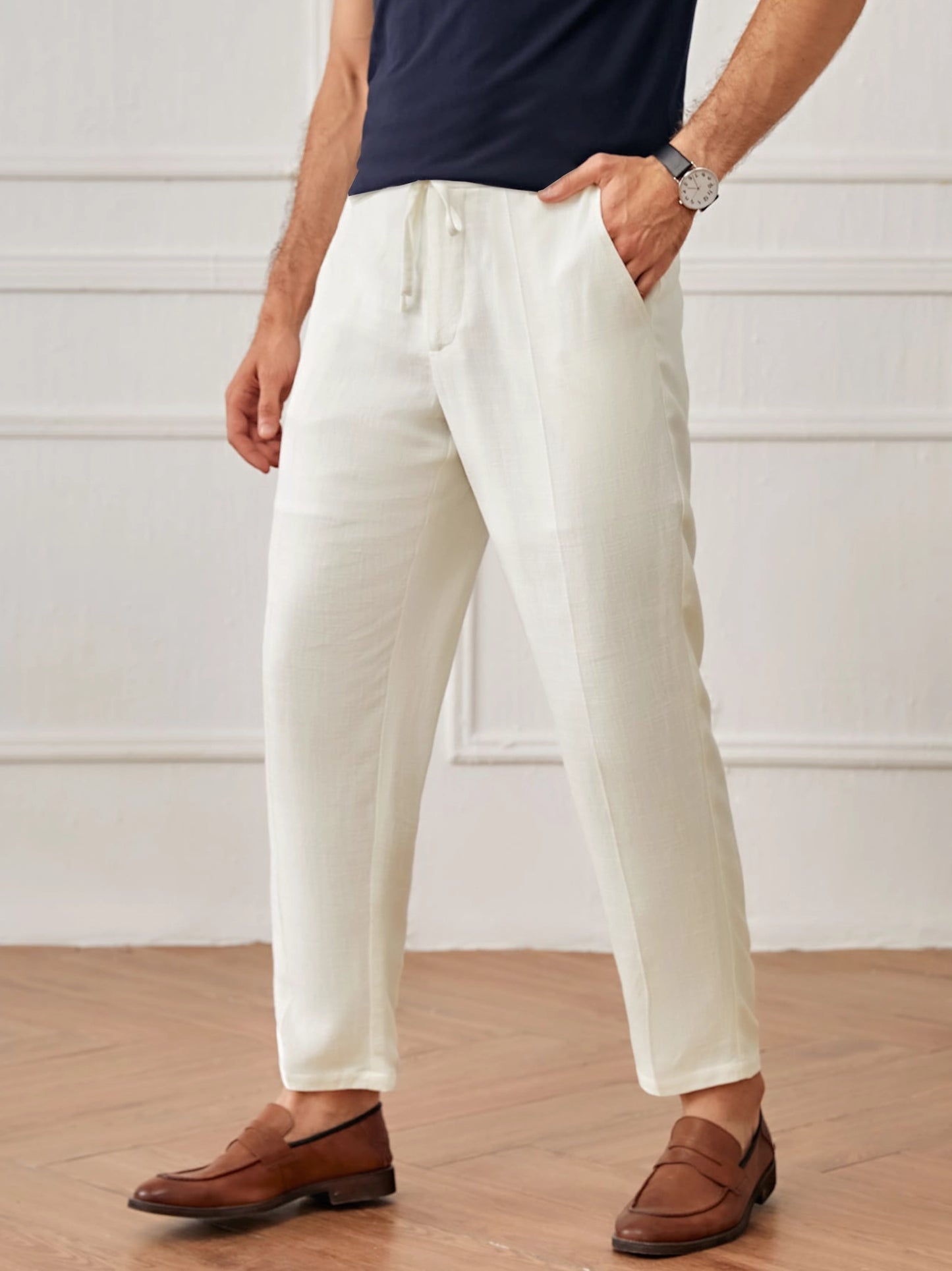 Men's Cotton Linen Tapered Trousers