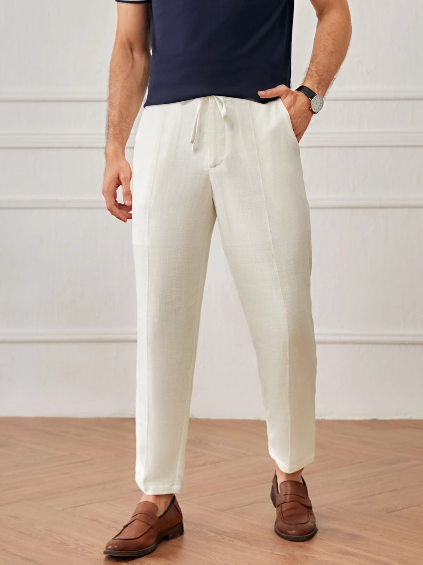 Men's Cotton Linen Tapered Trousers